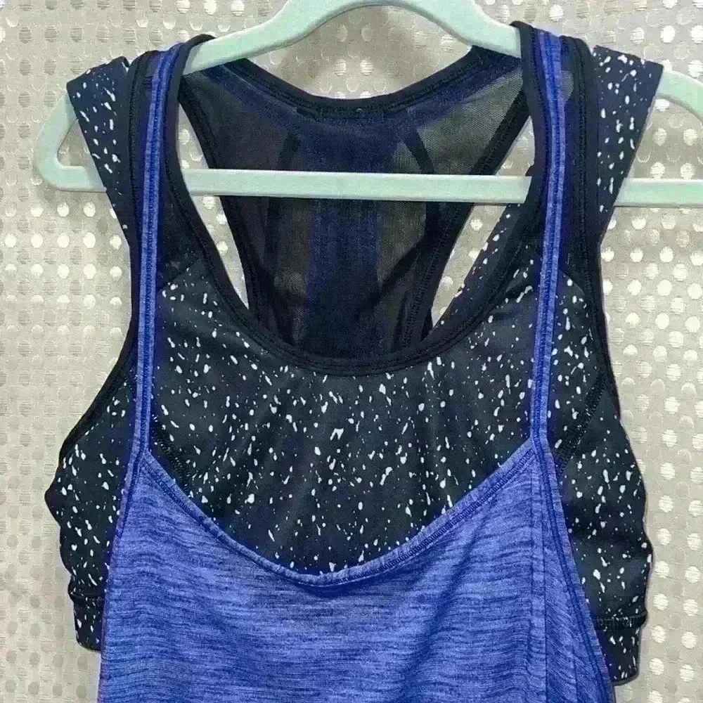 Lululemon Tough It Out Tank Heathered Sapphire Blue/ButterflTexture Blck/White